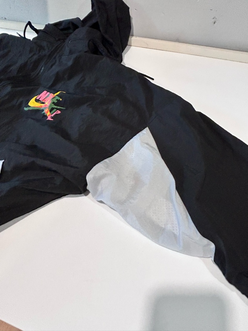 Nike Black Windbreaker Jacket with Neon Yellow, Green & Pink Graphic - Picture 9 of 16